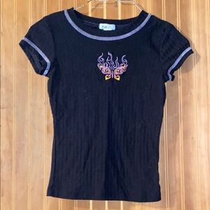 Rue21 Black Shirt with Embroidered Design